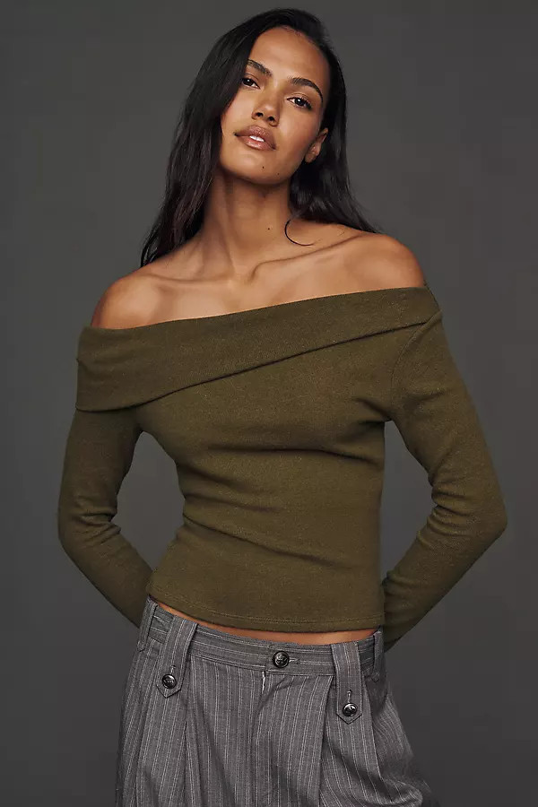 Elio Off-The-Shoulder Asymmetric Knit Top | Anthropologie (US)