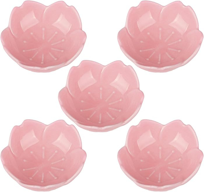WHJY Pink Cherry Blossom Dish Set, Cute Pink Ceramic Plates, Sauce/Seasoning Dish, Sushi Dishes, ... | Amazon (US)