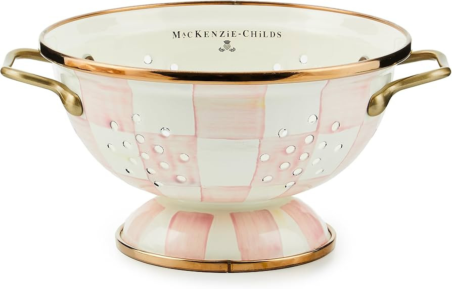 MACKENZIE-CHILDS Rosy Check Enamel Colander, Small Decorative Kitchen Strainer, Cute Enamel Cookw... | Amazon (US)
