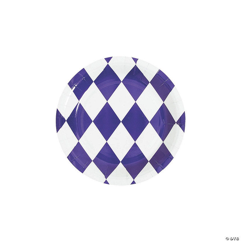 Purple Harlequin Print Paper Dessert Plates - 8 Ct. | Oriental Trading Company