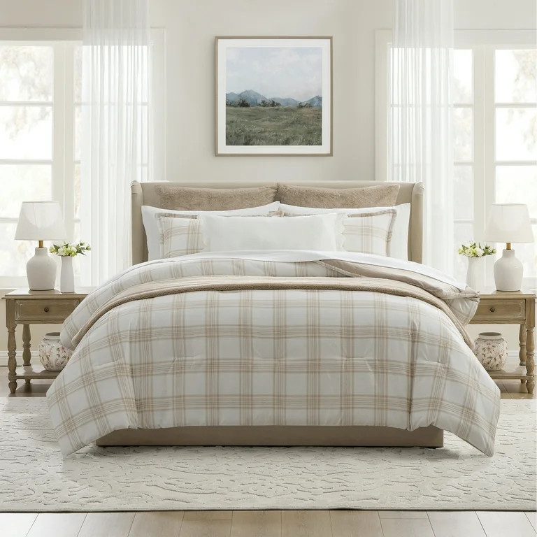 My Texas House Plaid 11-Piece Comforter Set with Sheets, Taupe, King | Walmart (US)