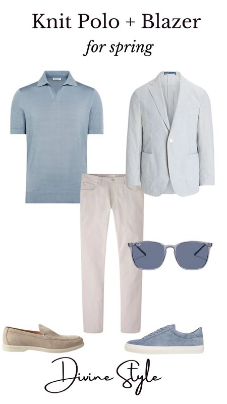 Blue knot polo shorts + relaxed sport coat and jeans is an effortless, easy to wear casual outfit for guys for spring. Shop this outfit and other favs.

#LTKmens #LTKshoecrush #LTKSeasonal