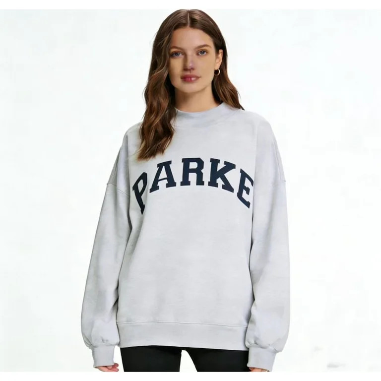 Unisex Classic High Collar Cotton Athletic Sweatshirt, Oversized Loose Fit Embroidered PARKE Long... | Walmart (US)
