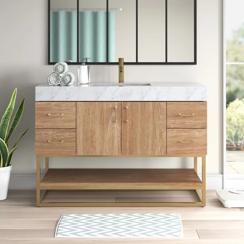Annice 48'' Single Bathroom Vanity with Cultured Marble Top | Wayfair North America