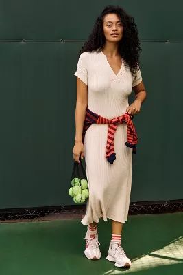 Varley Aria Short-Sleeve Knit Midi Dress | Anthropologie (US)