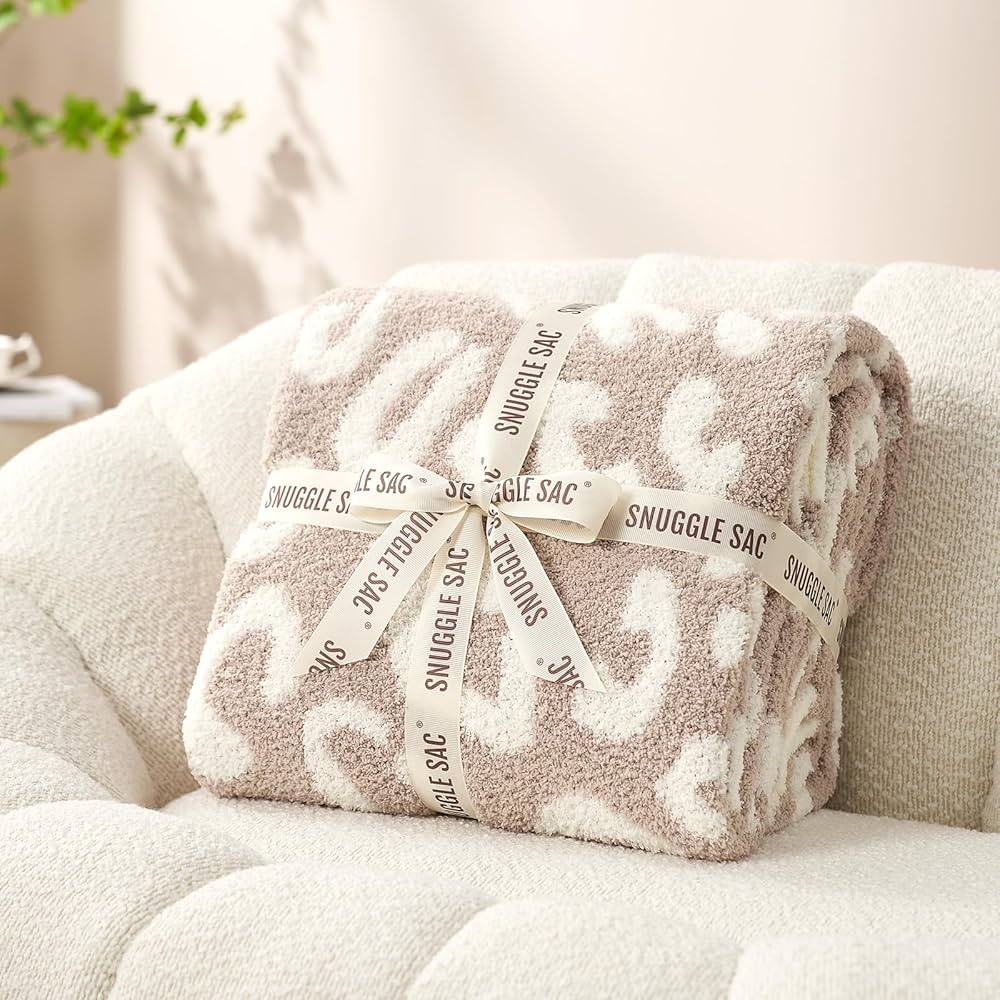 Snuggle Sac Leopard Throw Blanket for Couch Bed Sofa 50x60 inches, Reversible Beige Leopard Blank... | Amazon (US)