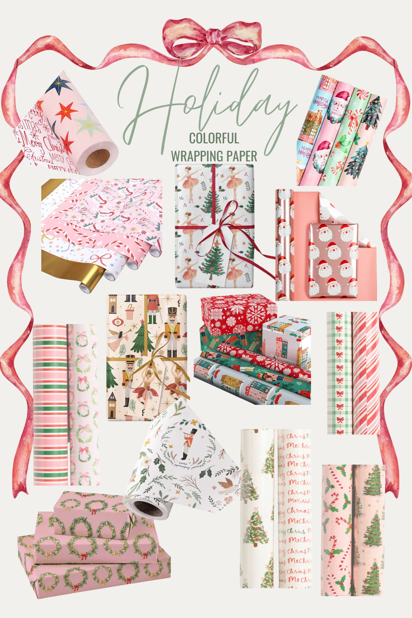 Christmas wrapping paper, gift wrap, holiday wrapping paper, holiday gift wrap, holiday paper, Christmas gift wrap,
Wreath wrapping paper, bow wrapping paper, bows, bow gift wrap, Santa wrapping paper, pink Christmas paper, nutcracker, nutcracker wrapping paper, ballet wrapping paper, ballet gift wrap, nutcracker gift wrap

#LTKSeasonal #LTKHoliday #LTKGiftGuide