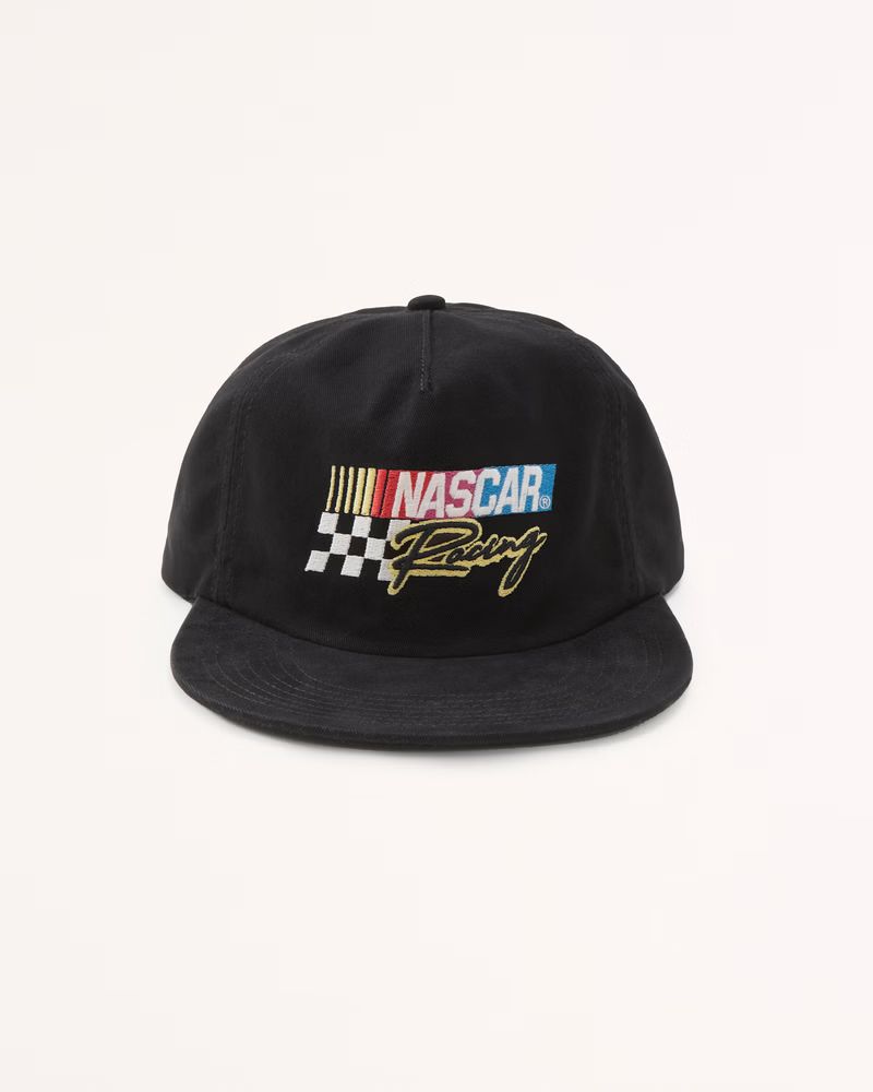 Abercrombie & Fitch Men's NASCAR Graphic Flat Bill Hat in Black - Size 1 SIZE | Abercrombie & Fitch (US)