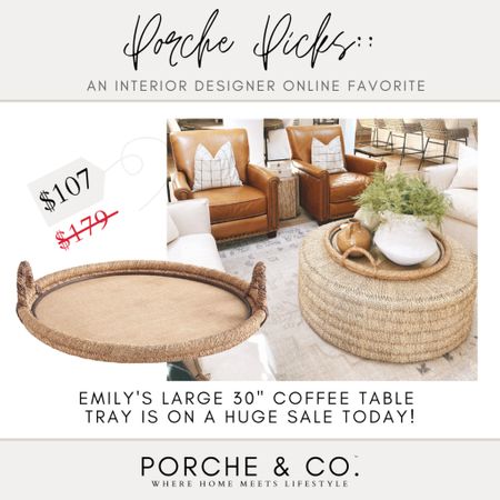 Emily’s large round woven coffee table tray is on sale today for over $70 off! For a 30” tray this is a STEAL 🤍 #roundtray #tray #woven #coffeetable

#LTKsalealert #LTKhome