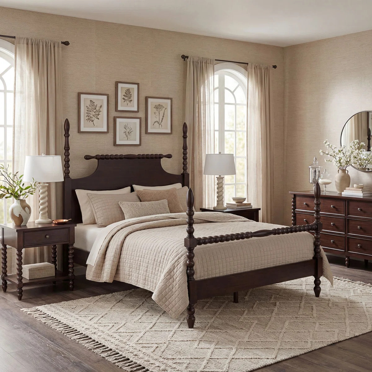 Beckett Solid Wood Low-Profile Bed Frame with Spindle Design | Wayfair North America