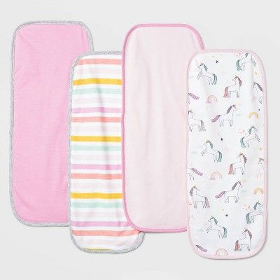 Baby Girls' 4pk Unicorn Adventure Burp Cloth Set - Cloud Island™ Pink | Target