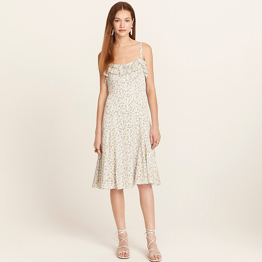 Ruffle stretch silk dress in wisp floral | J. Crew US