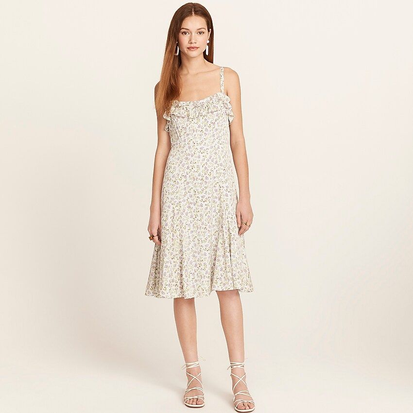 Ruffle stretch silk dress in wisp floral | J.Crew US