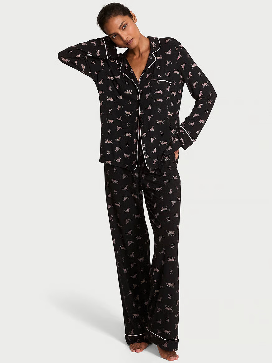 Buy Modal Soft Long Pajama Set, Pretty Blossom Iconic Stripe - Order Pajamas Sets online - Victor... | Victoria's Secret (US / CA )