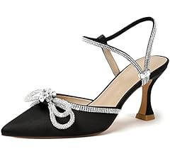 Susanny Women's Closed Toe Rhinstone Wedding Low Heel Slingback Clear Kitten Heels,Adjustable Str... | Amazon (US)