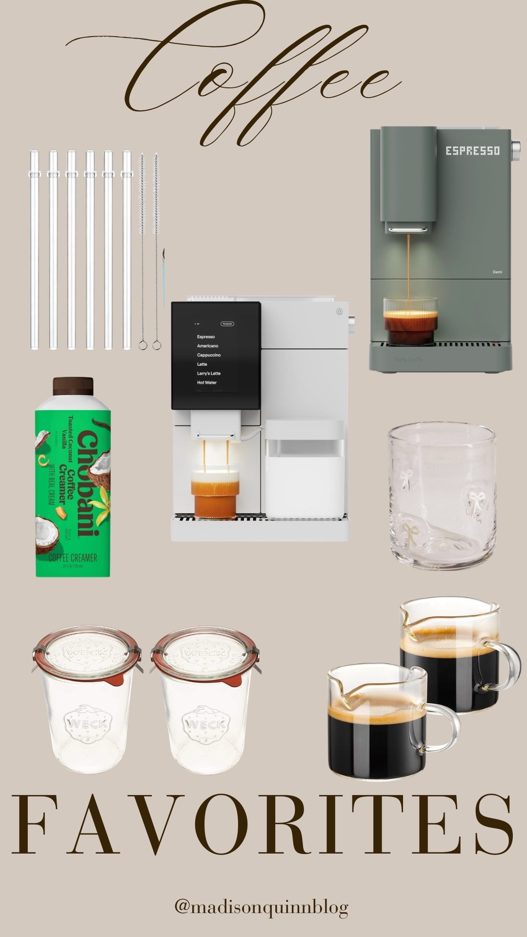 My current coffee favorites! 

Coffee creamer weck jars coffee machine straws espresso cups

#LTKSeasonal #LTKHome