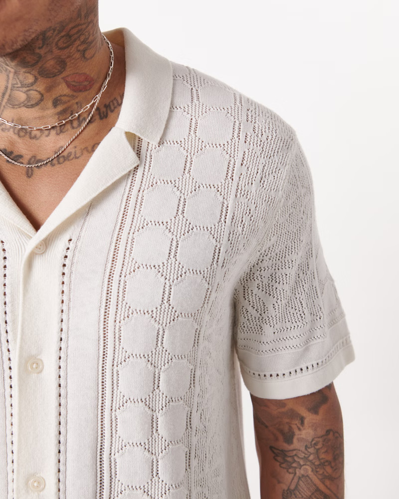 Textural Button-Through Sweater Polo | Abercrombie & Fitch (US)