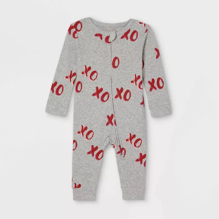 Baby Valentine's Day XOXO Print Matching Family Pajamas - Gray | Target
