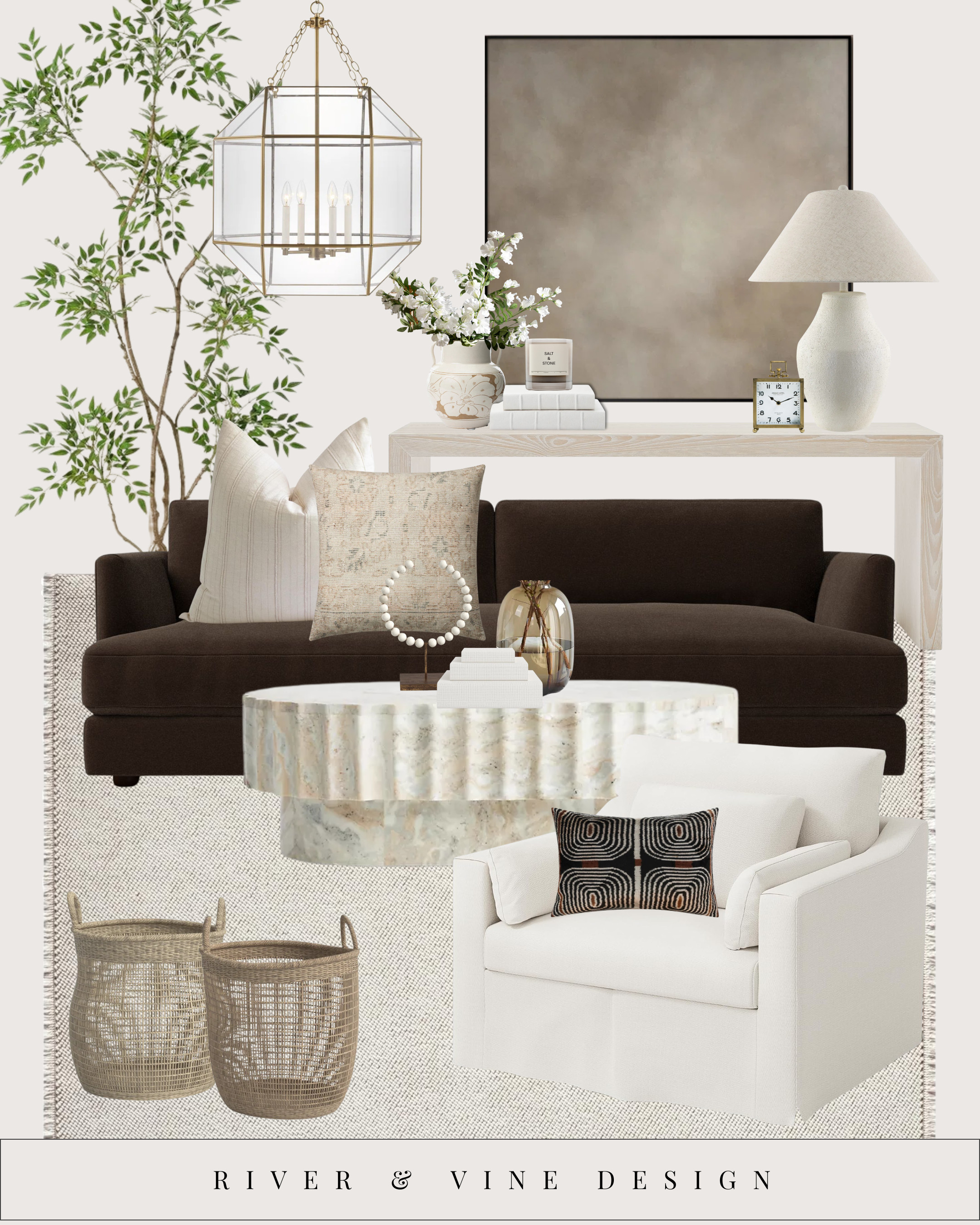 This is how you make a living room feel elevated without it feeling cold or untouchable!

The contrast does the work here — a rich, grounded sofa paired with lighter sculptural pieces creates balance, depth, and instant polish. When everything is neutral, contrast is what makes the room feel intentional instead of flat.

Why this setup works:
• Dark seating anchors the space and hides everyday wear
• Lighter accent chairs and stone add softness and dimension
• Sculptural lighting + organic textures keep it timeless

If your living room feels “almost right,” it usually needs just one grounding piece to pull everything together.

Everything in this look is linked so you can recreate it exactly or pull one piece at a time into your own space.

👉 Tap to shop the look
👉 Save this for your next living room refresh 

 #LTKHome