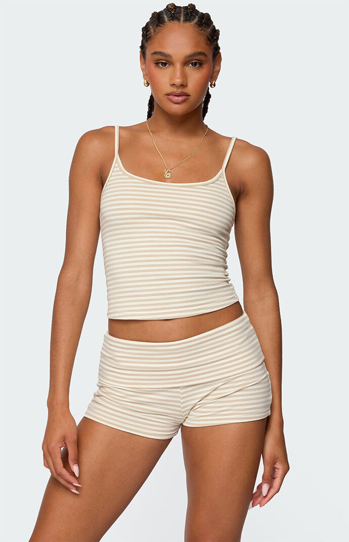 Edikted Women's Kodi Striped Tank Top in Beige - Size XS | PacSun