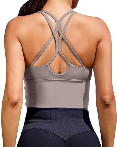 XUNYU Sports Bras for Women High Support Longline Workout Tank Tops Built in Bra Padded Strappy Yoga Crop Top Cross Gym | Amazon (US)