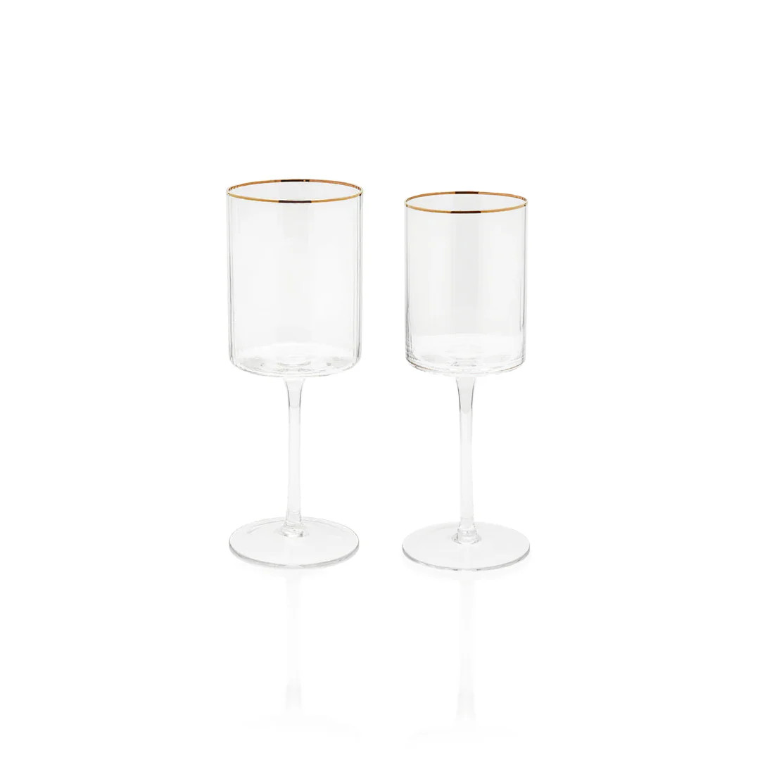 Optic Wine Glass Sets w/ Gold Rim | Modern Locke