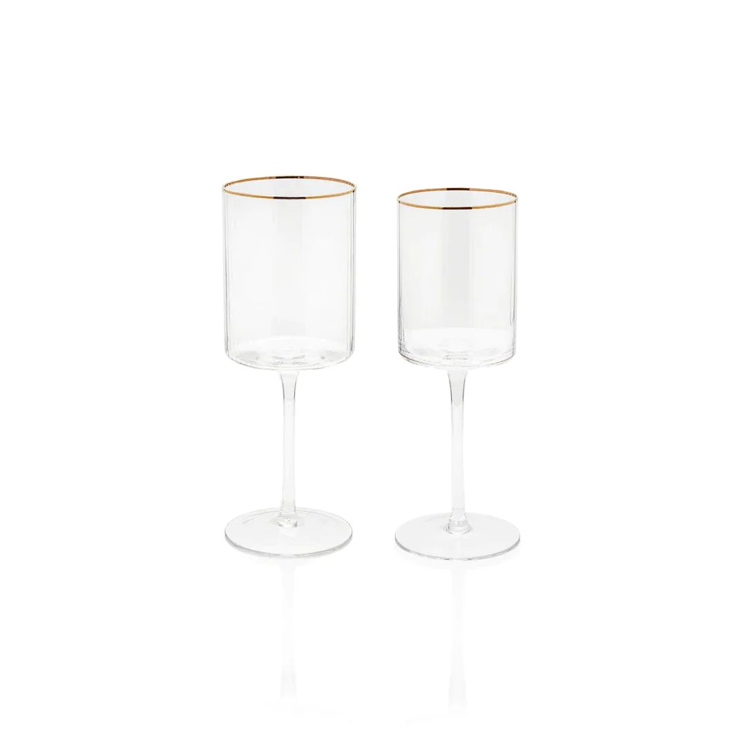 Optic Wine Glass Sets w/ Gold Rim | Modern Locke