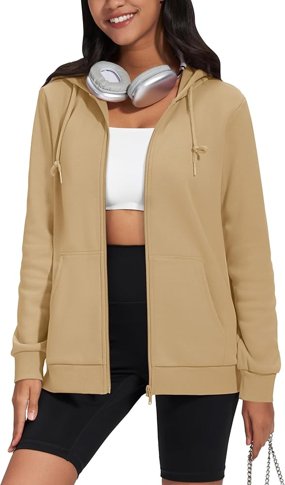 TACVASEN Women's Zip Up Hoodies Lightweight French Terry Full-Zip Hooded Sweatshirt With Pockets | Amazon (US)