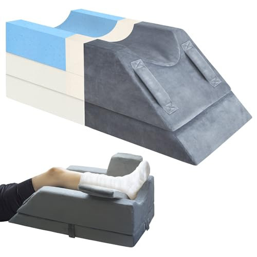 KingPavonini 4-Height Adjustable Leg Elevation Pillows for After Surgery, Injuries, or Rest, Memory Foam Leg Pillows for Sleeping with 3 Handles and Insert Pad, Washable Velvet Cover | Amazon (US)