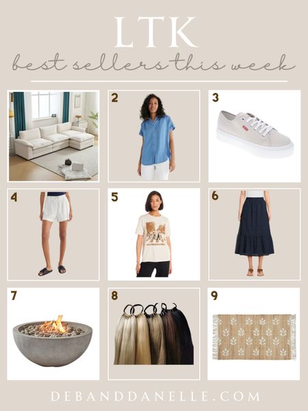 These were our top selling items from LTK for the last week in May. Our favorite Walmart fashion finds including our linen shorts and these neutral sneakers were very popular. This sectional couch from Walmart is an amazing price and was our top seller! My faux ponytail also made its way back onto the list. 

#LTKSaleAlert #LTKMidsize #LTKHome