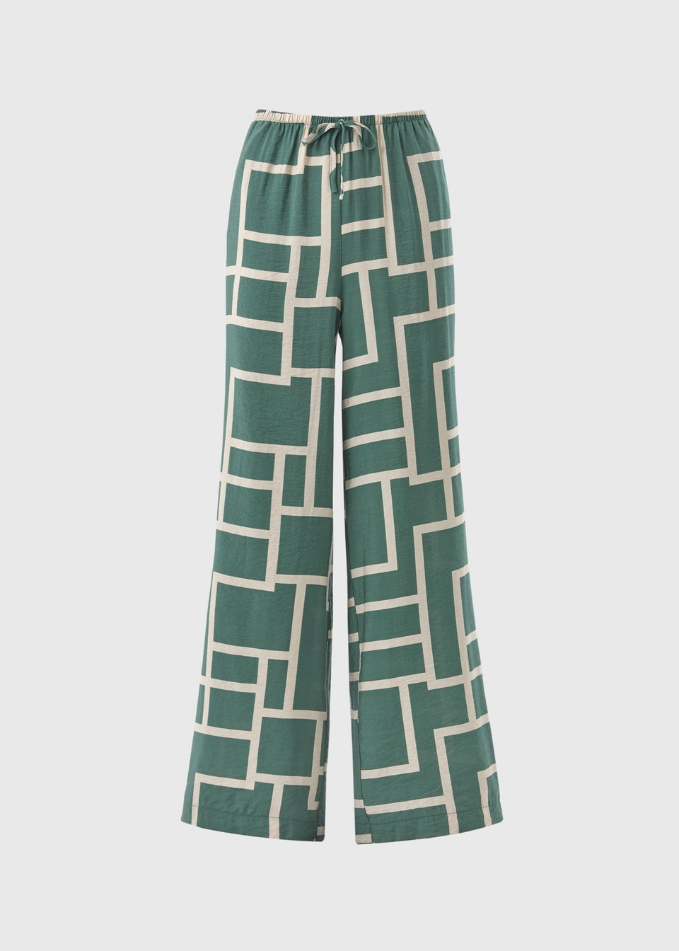 Et Vous Khaki Geometric Print Co Ord Wide Leg Trousers - Size 18 | Matalan (UK)