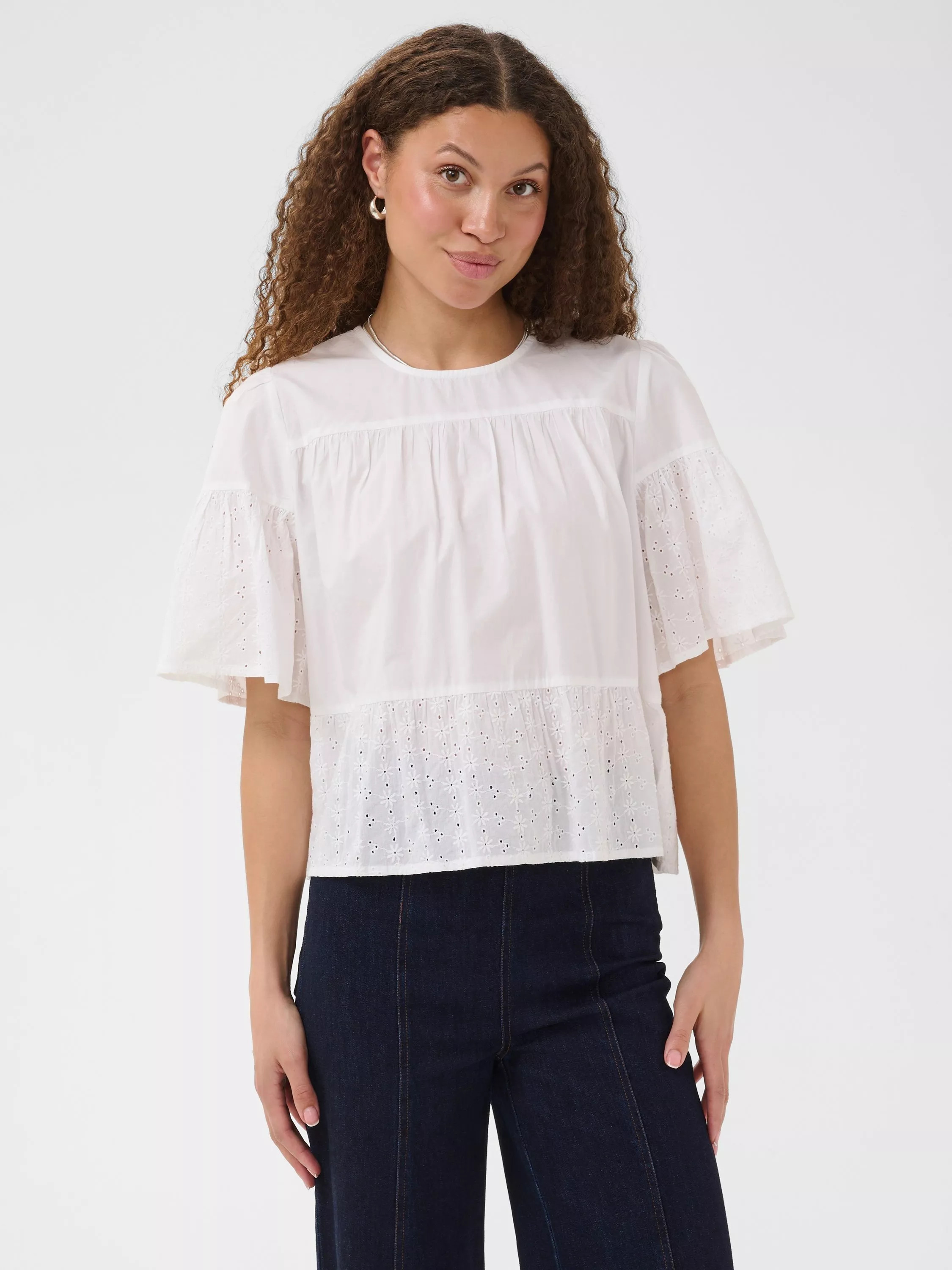 Suzannetsz Ruffled Sleeve Blouse, White | John Lewis (UK)