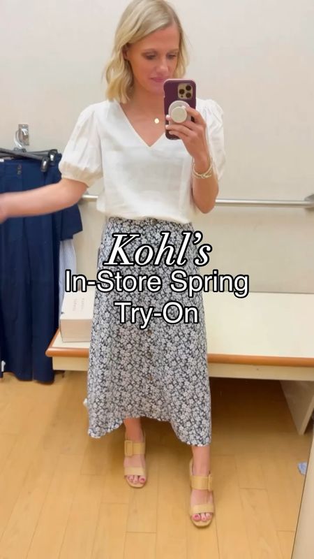 Kohl’s in-store spring try on! I am loving all these spring pieces! 
White top- small
Floral Skirt- xs
Striped skirt- xs
Dress- xs
Yellow top- xs (currently not available on the website)
Denim shorts- 0
Blue top- xs
Chambray top- xs
Navy shorts- 0


#LTKfindsunder50 #LTKstyletip #LTKSeasonal