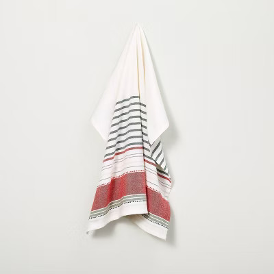 Decorative Multi Stripe Flour Sack Kitchen Towel Red/Green - Hearth & Hand™ with Magnol... | Target