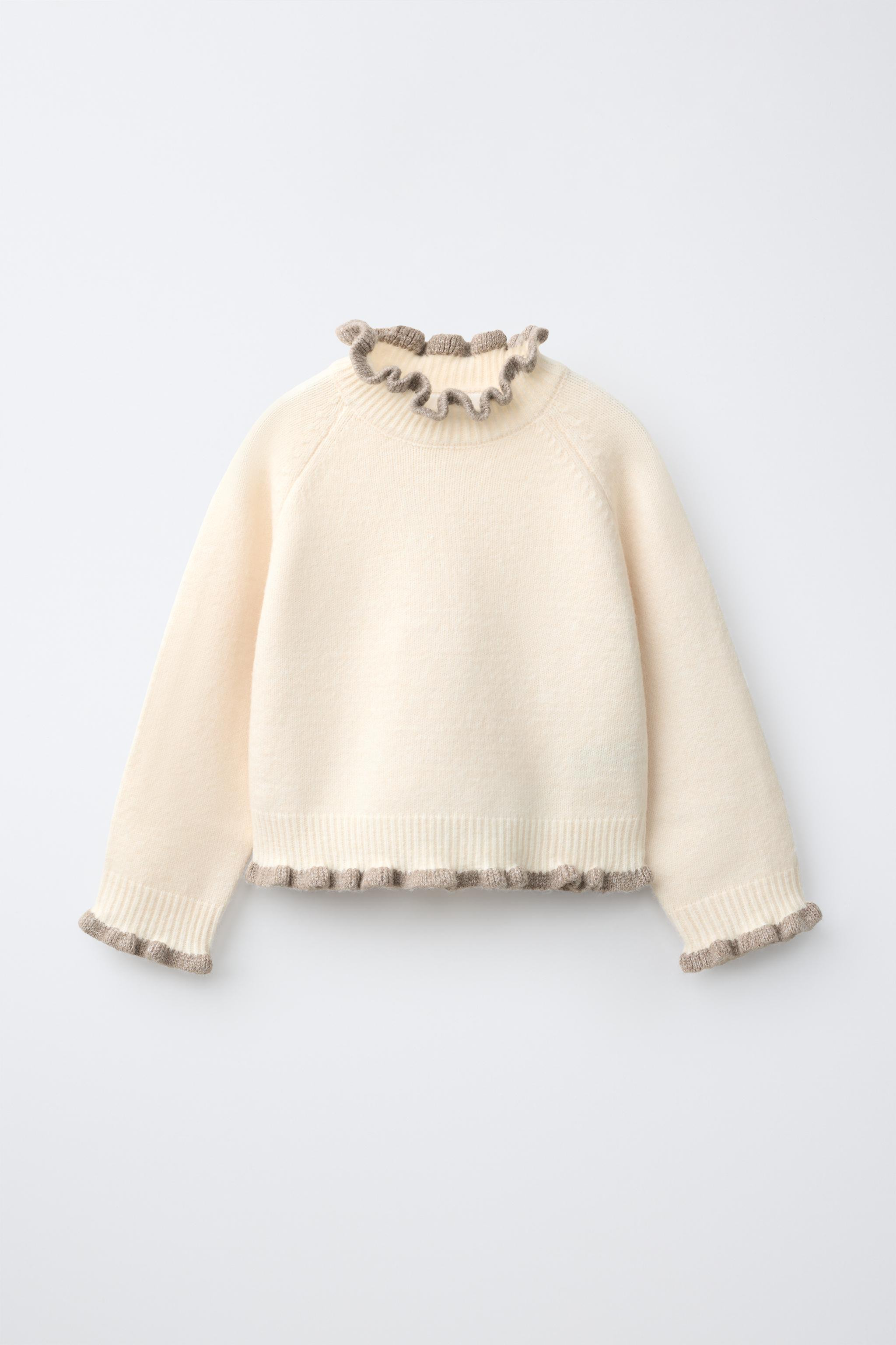 CONTRAST RUFFLE KNIT JUMPER | Zara Canada