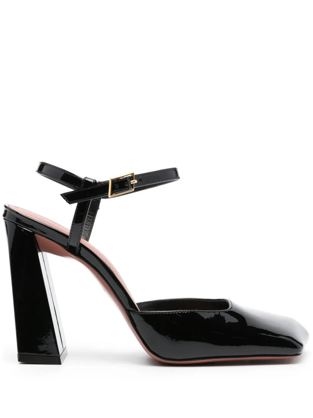 Amina Muaddi Charlotte 95 patent leather pumps - Black | Farfetch Global