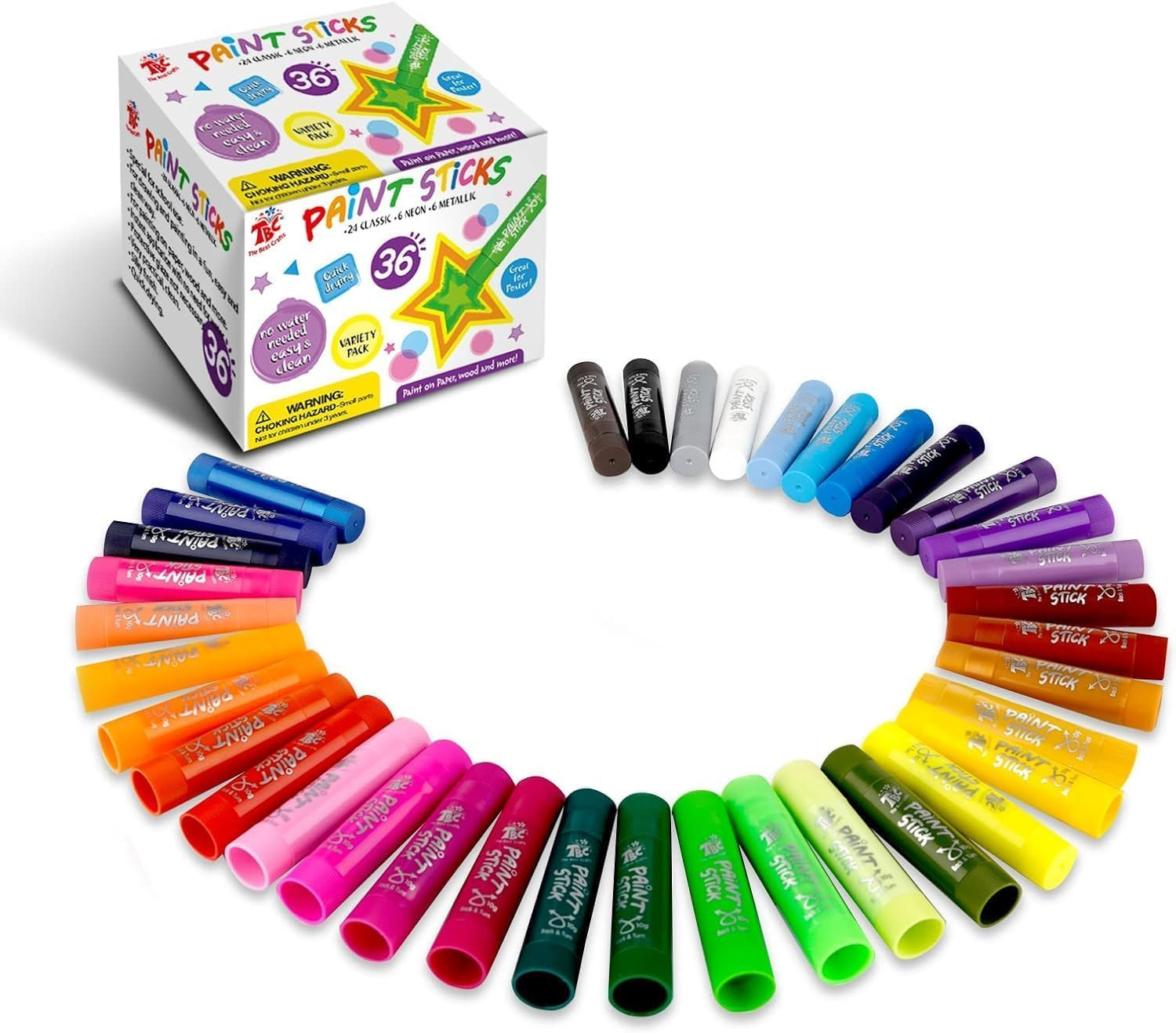 TBC The Best Crafts Paint Sticks,36 Classic Colors, Washable, Non-Toxic, Tempera Paint Sticks for... | Amazon (US)