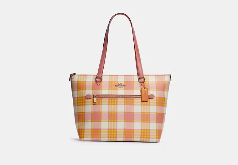 Gallery Tote With Garden Plaid Print | Coach Outlet US