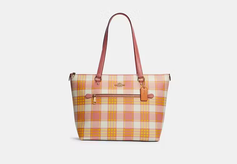 Gallery Tote With Garden Plaid Print | Coach Outlet