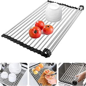 Techsea roll-up-Dish Drying Rack,Multipurpose Heat Resistant Over-The-Sink Dish Drying Rack, Stai... | Amazon (US)
