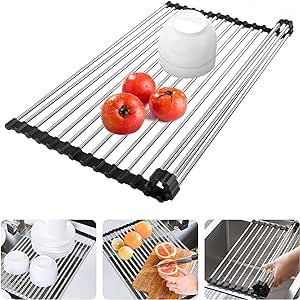 Techsea roll-up-Dish Drying Rack,Multipurpose Heat Resistant Over-The-Sink Dish Drying Rack, Stai... | Amazon (US)