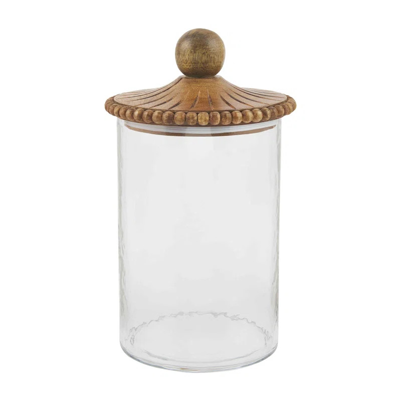 Mud Pie 3-Piece Brown Wood Beaded Glass Canister Set | Wayfair North America