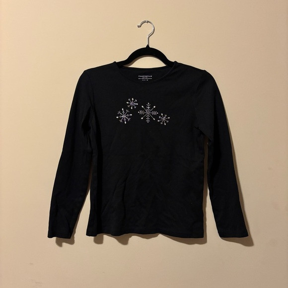 Black Long Sleeve Shirt with Snowflake Design | Poshmark