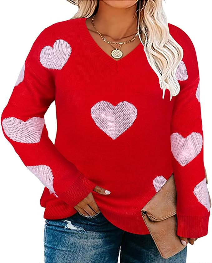 TIYOMI Plus Size Sweaters for Women Sexy Off Shoulder Pullover Crew Neck V Neck Hollow Out Long S... | Amazon (US)