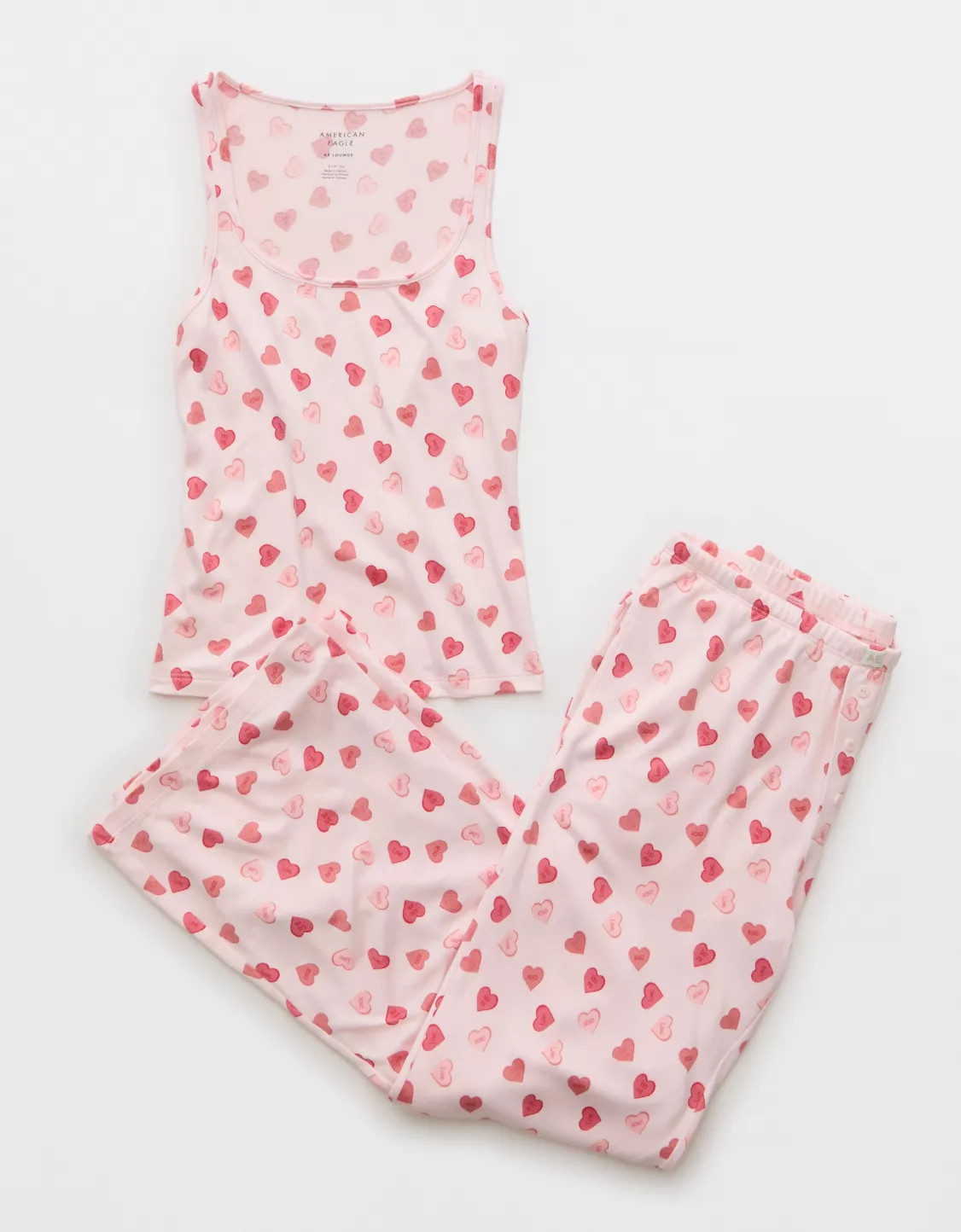 AE Luxe Plush Candy Hearts PJ Set | American Eagle Outfitters (US & CA)