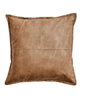 Better Homes & Gardens 20" x 20" Beige Faux Leather Decorative Pillow | Walmart (US)