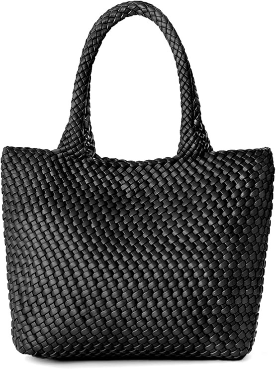 Woven Tote Bag for Women, Fashion Woven Bags for Women Vegan Leather Shoulder Handbags Large Summ... | Amazon (US)