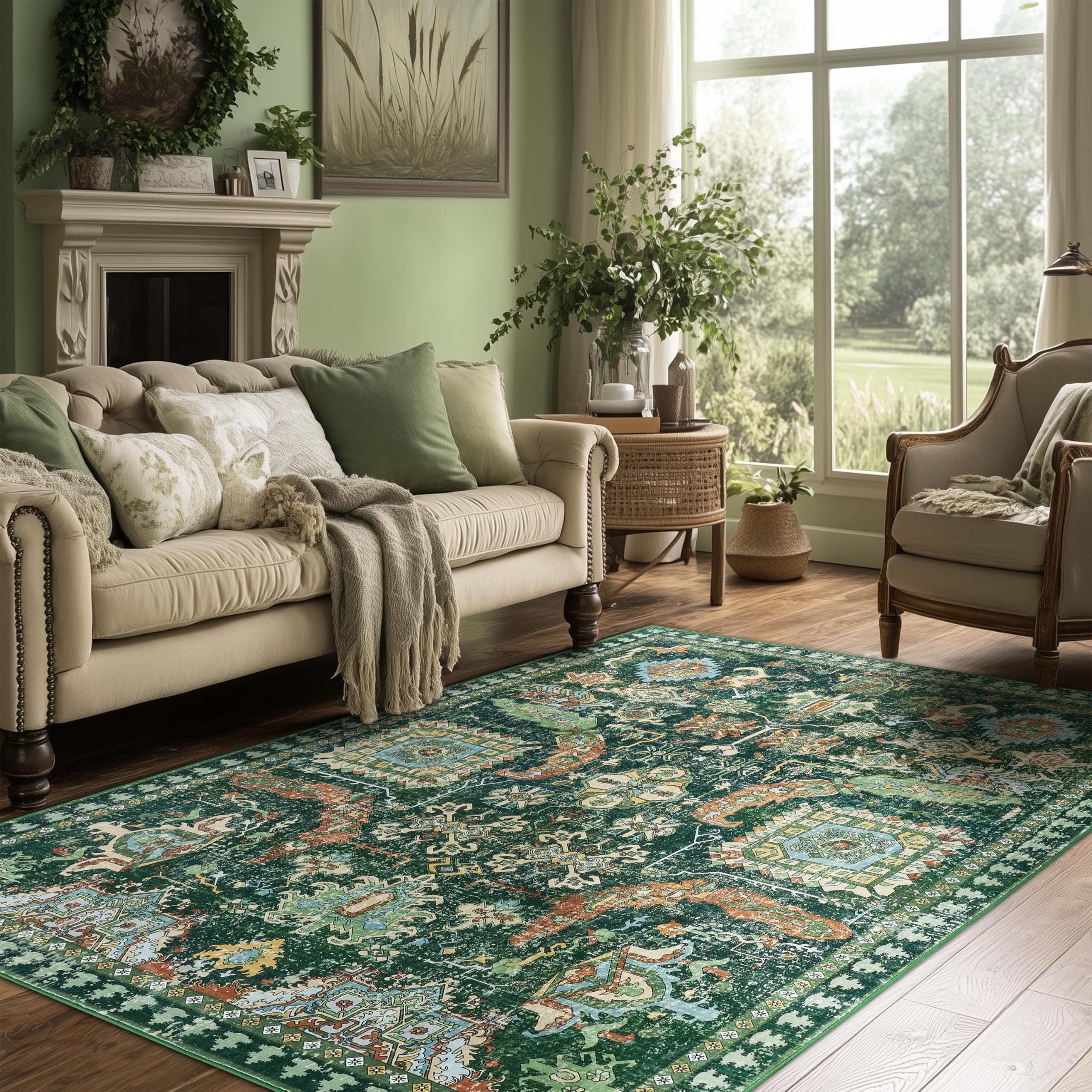 Green Washable Rug | Amazon (US)