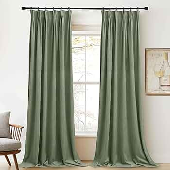 StangH Sage Green Velvet Curtains 84 inches 2 Panels - Thermal Insulated Light Blocking Privacy D... | Amazon (US)