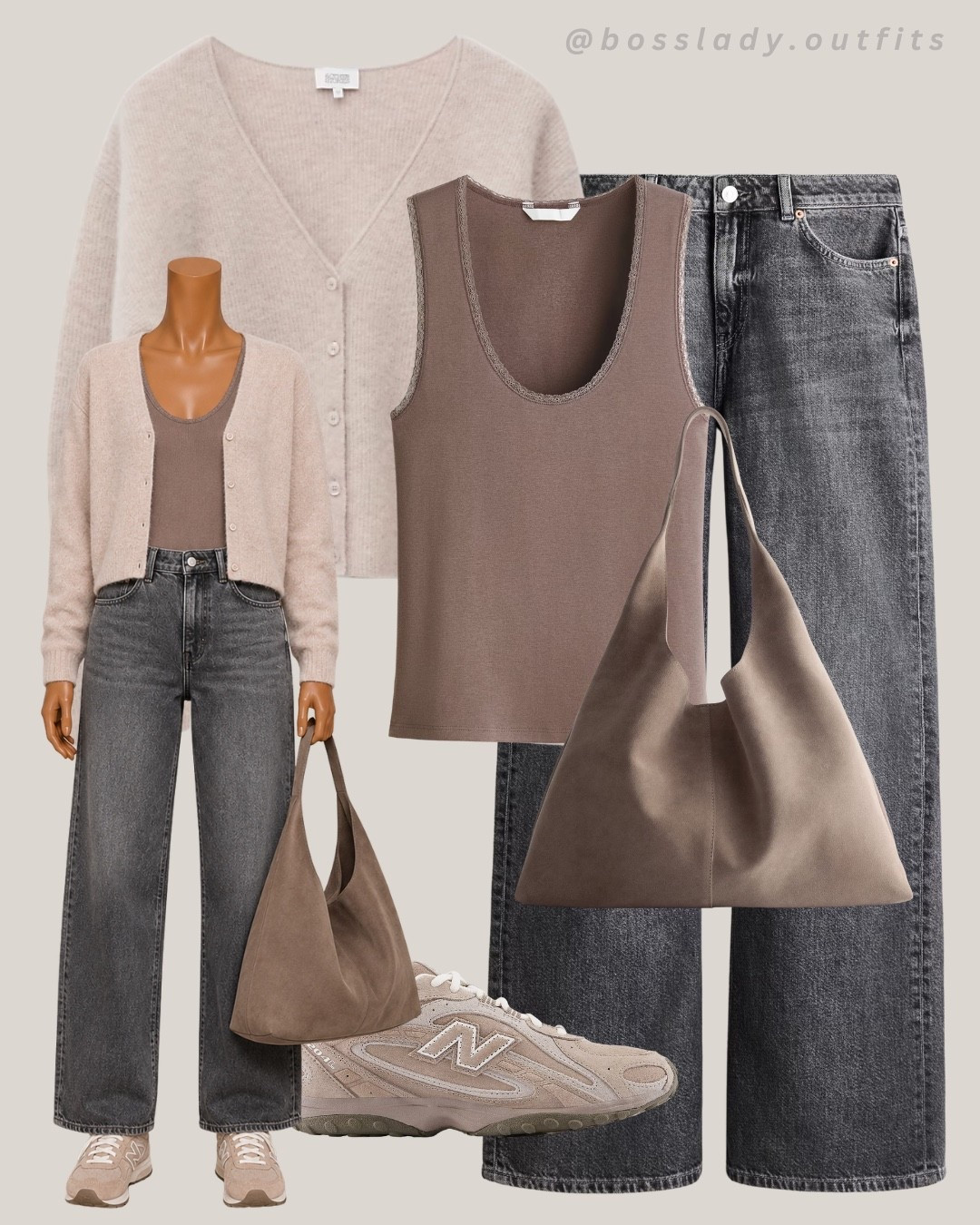 this fall's uniform on repeat

Tags: cardigan outfit, neutral outfit inspo, grey wide leg jeans, casual fall outfit, coffee run outfit, New Balance sneakers outfit, slouchy tote bag, brown tank top outfit, cozy fall fits, everyday outfit ideas

#LTKstyletip #LTKshoes #LTKbag